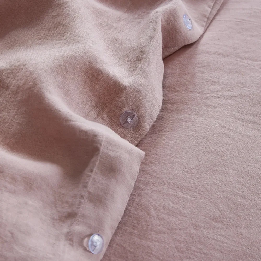 New Quince European Linen Duvet Cover Set Full/Queen Dusty Mauve MSRP $194
